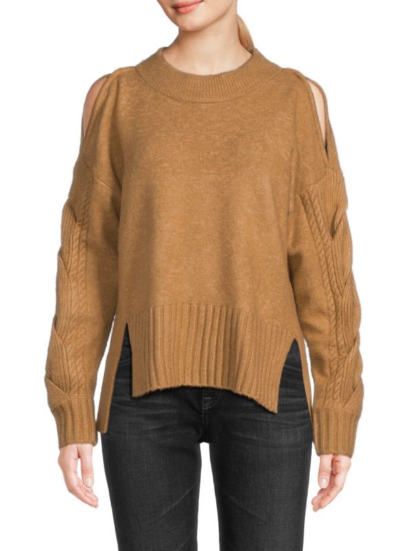 DKNY Cold Shoulder High Low Sweater